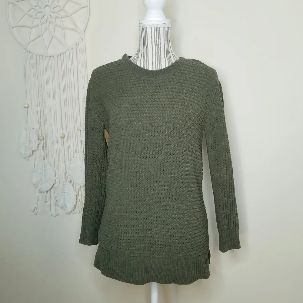 BB Dakota Chenille Knit Sweater Army Green Sz S